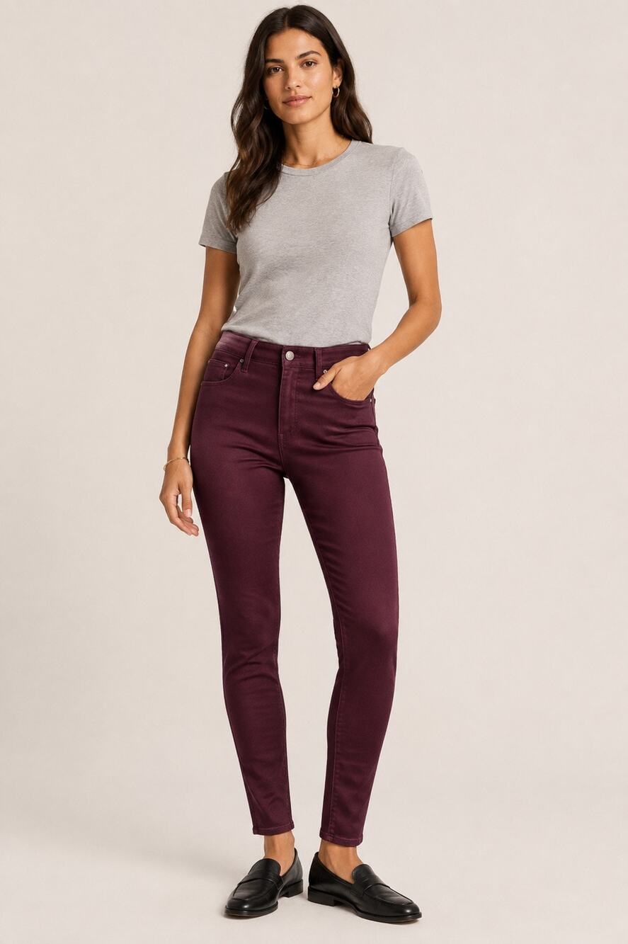 Madewell 10” High-Rise Skinny Sateen Jeans – Deep Plum | Size 27